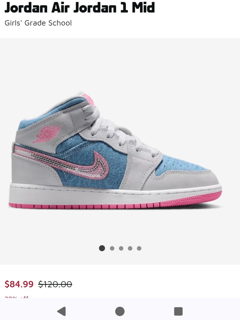 Air Jordan 1 Mid Girls' Sneaker in Light Blue & Pink